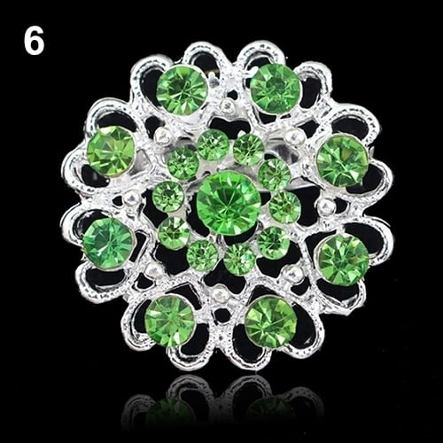 Rhinestone Crystal Brooch Hollow Out Collar Pin Silver Plated Flower Jewelry Image 1