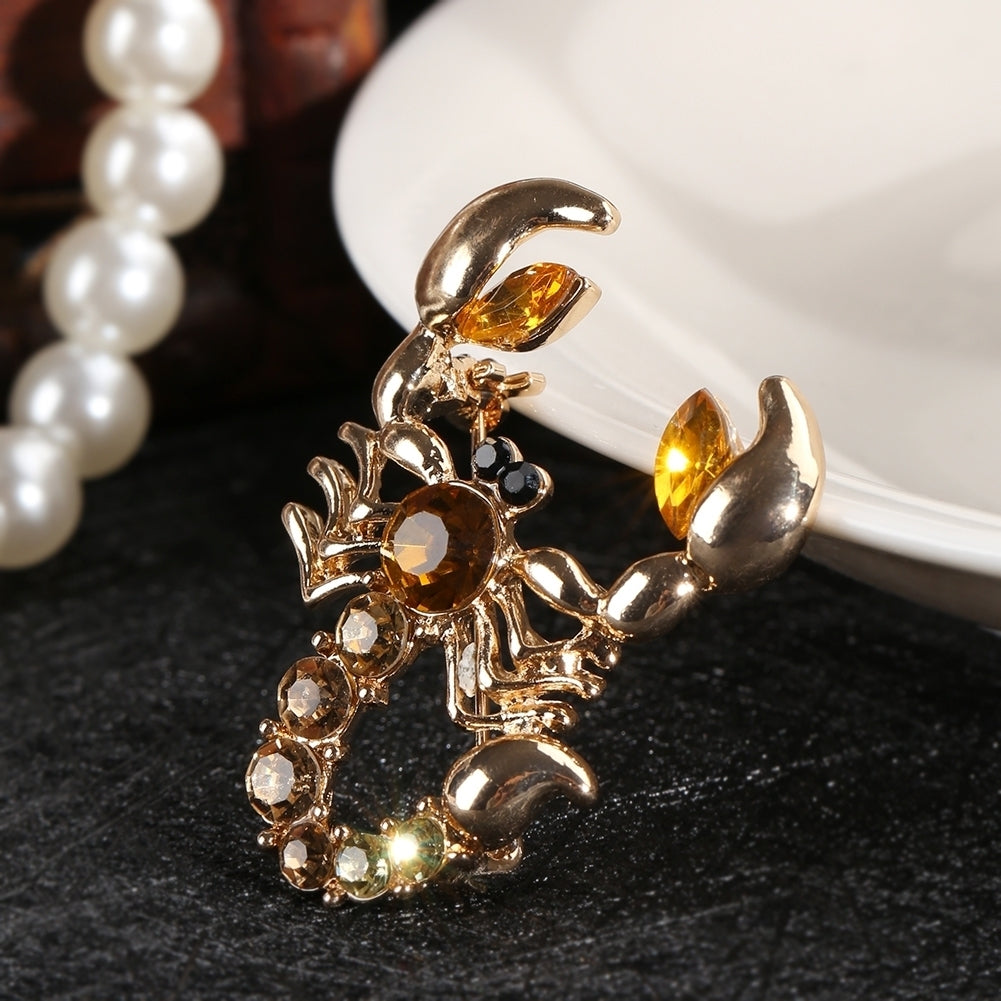 Women Fashion Animal Scorpion Crystal Rhinestone Scarf Brooch Pin Party Jewelry Image 1