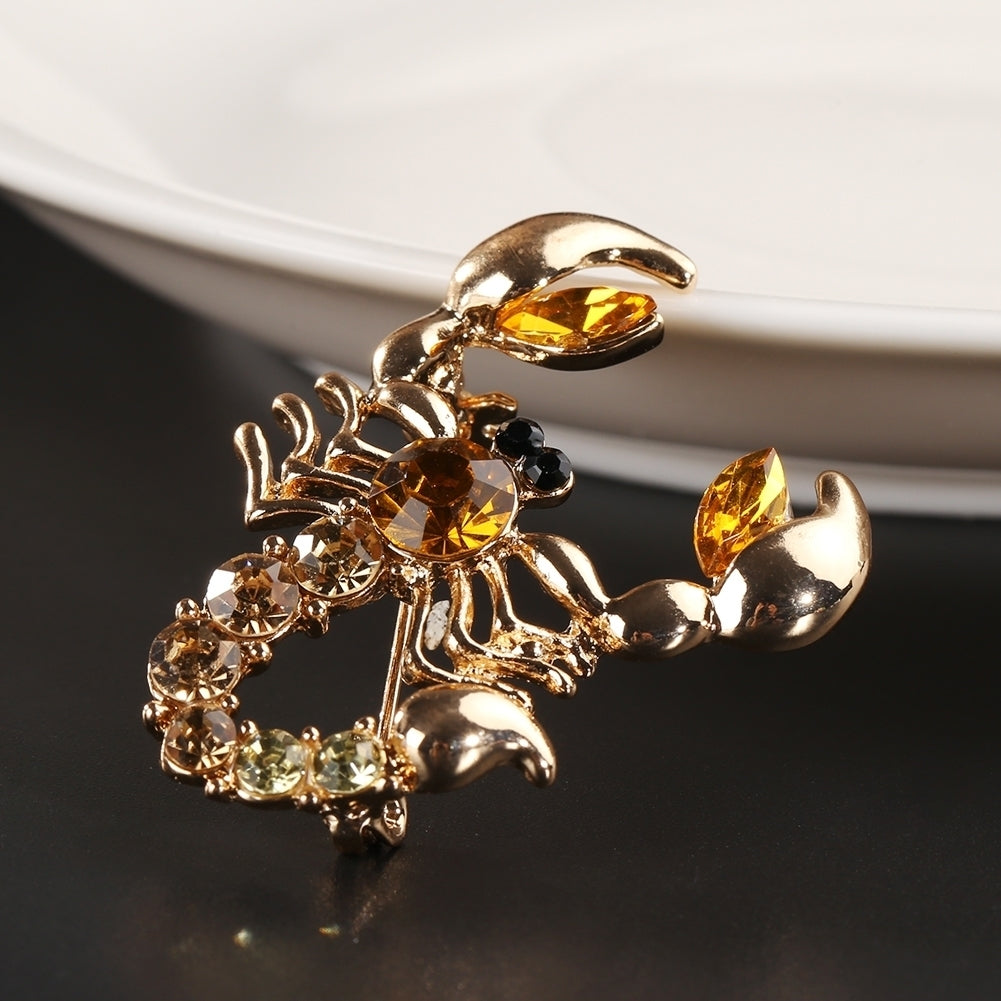 Women Fashion Animal Scorpion Crystal Rhinestone Scarf Brooch Pin Party Jewelry Image 3