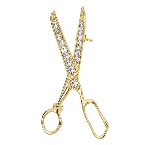 Lovely Handmade Rhinestone Scissor Gold-Plated Brooch Pin Jewelry Best Xmas Gift Image 6