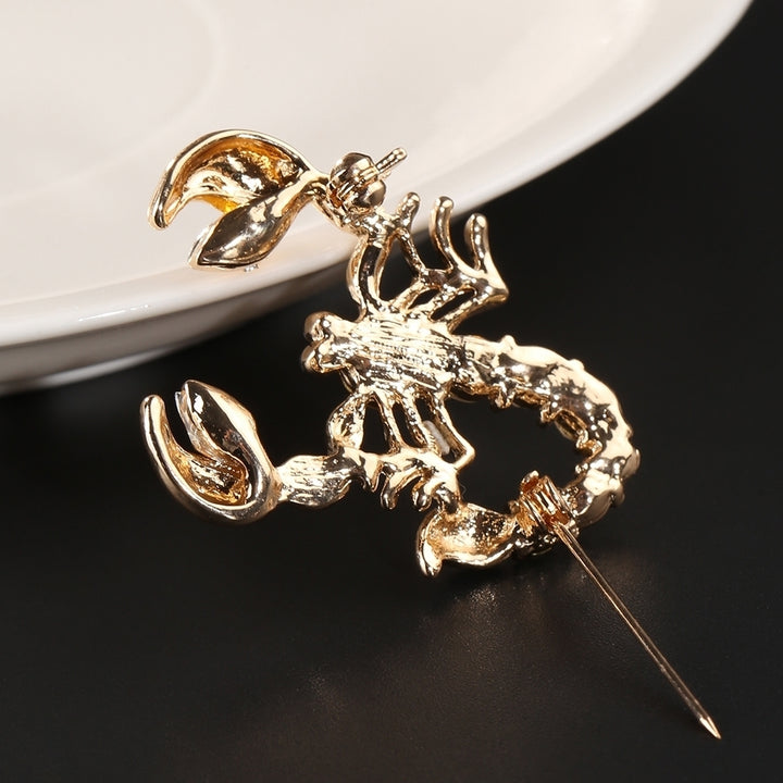 Women Fashion Animal Scorpion Crystal Rhinestone Scarf Brooch Pin Party Jewelry Image 4