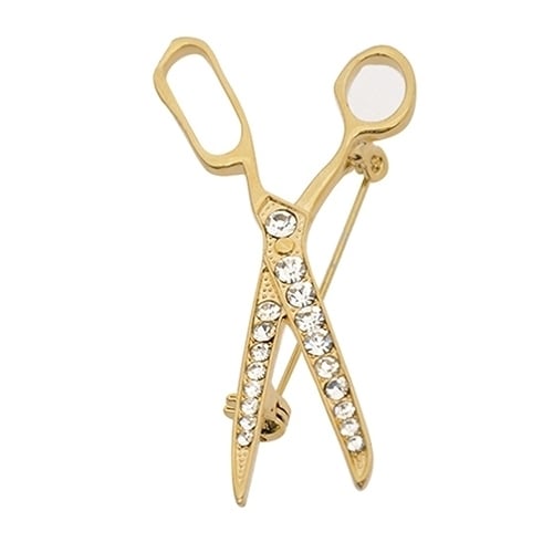 Lovely Handmade Rhinestone Scissor Gold-Plated Brooch Pin Jewelry Best Xmas Gift Image 7