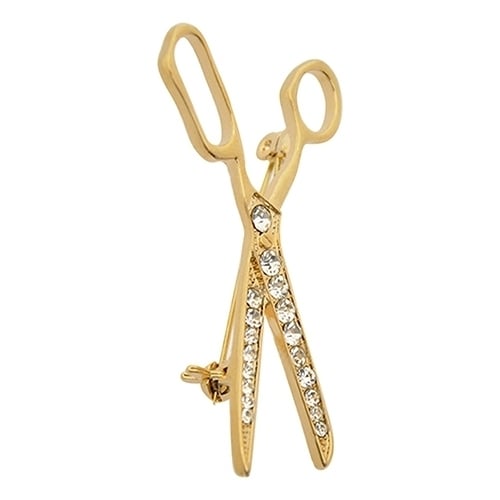 Lovely Handmade Rhinestone Scissor Gold-Plated Brooch Pin Jewelry Best Xmas Gift Image 8