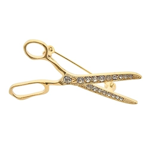 Lovely Handmade Rhinestone Scissor Gold-Plated Brooch Pin Jewelry Best Xmas Gift Image 10