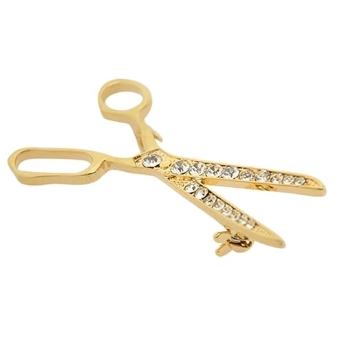 Lovely Handmade Rhinestone Scissor Gold-Plated Brooch Pin Jewelry Best Xmas Gift Image 11