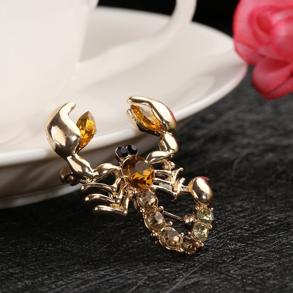 Women Fashion Animal Scorpion Crystal Rhinestone Scarf Brooch Pin Party Jewelry Image 6