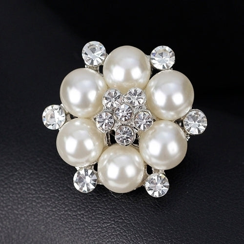 Elegant Scarf Bride Wedding Rhinestone Imitation Pearl Brooch Pin Jewelry Decor Image 3