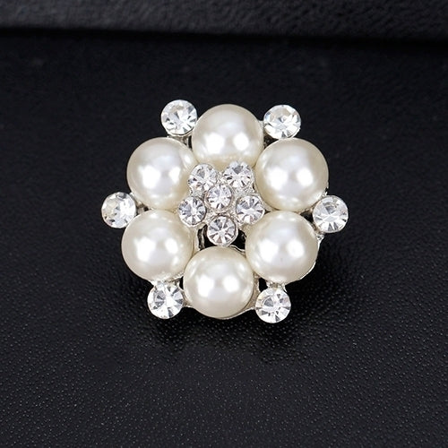 Elegant Scarf Bride Wedding Rhinestone Imitation Pearl Brooch Pin Jewelry Decor Image 4