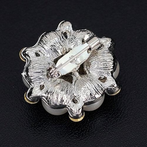 Elegant Scarf Bride Wedding Rhinestone Imitation Pearl Brooch Pin Jewelry Decor Image 4