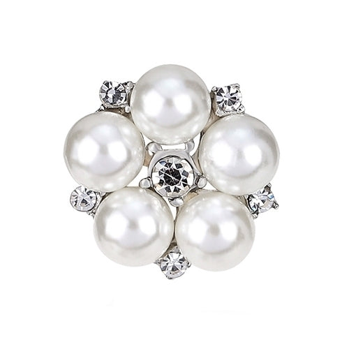 Fashion Rhinestone Flower Brooch Pin Imitation Pearl Wedding Jewelry Accessory Image 1