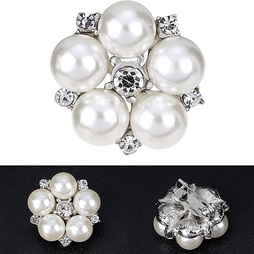 Fashion Rhinestone Flower Brooch Pin Imitation Pearl Wedding Jewelry Accessory Image 2