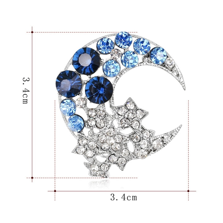 Fashion Rhinestone Crescent Moon Stars Brooch Pin Breastpin Women Scarf Jewelry Image 11