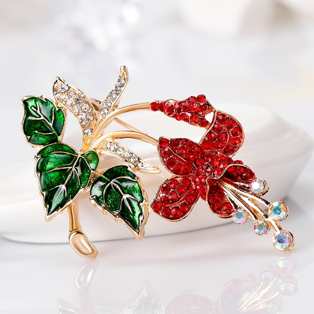 Wedding Bridal Rhinestone Enamel Flower Brooch Pin Fashion Jewelry Accessory Image 2