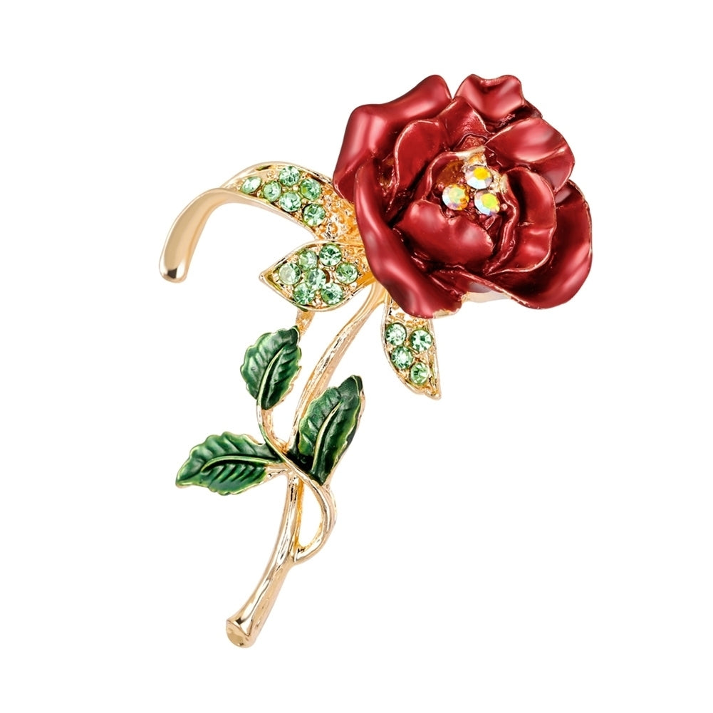 Fashion Brooch Pin Shiny Rhinestone Rose Flower Lady Women Wedding Party Jewelry Image 1