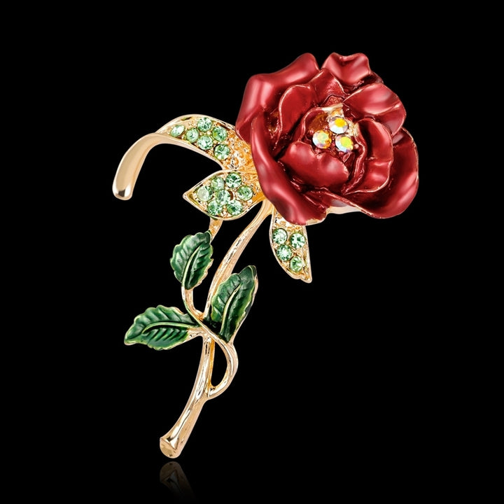 Fashion Brooch Pin Shiny Rhinestone Rose Flower Lady Women Wedding Party Jewelry Image 2