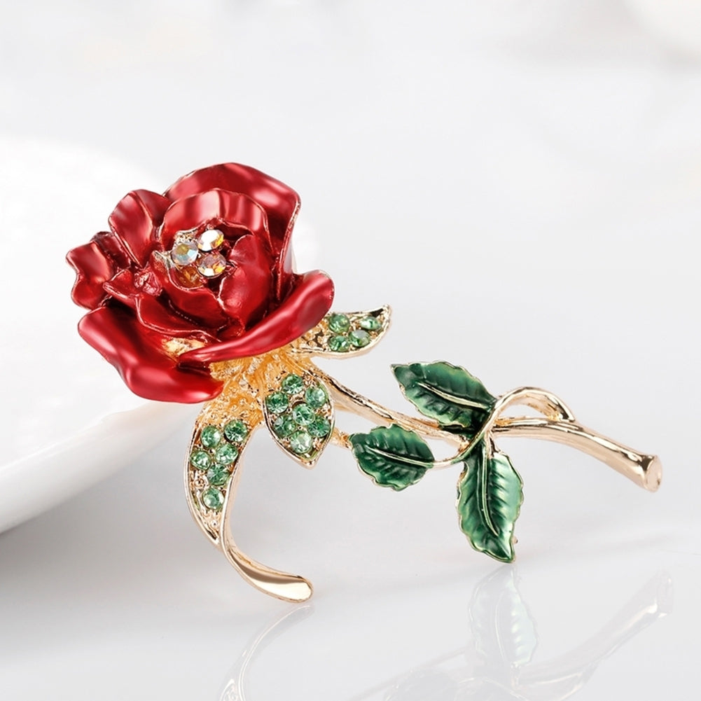 Fashion Brooch Pin Shiny Rhinestone Rose Flower Lady Women Wedding Party Jewelry Image 4