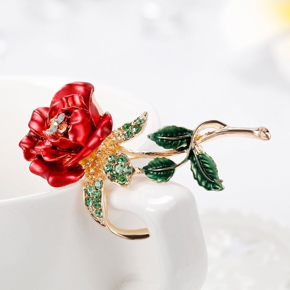 Fashion Brooch Pin Shiny Rhinestone Rose Flower Lady Women Wedding Party Jewelry Image 4