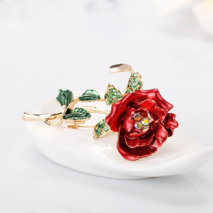 Fashion Brooch Pin Shiny Rhinestone Rose Flower Lady Women Wedding Party Jewelry Image 6