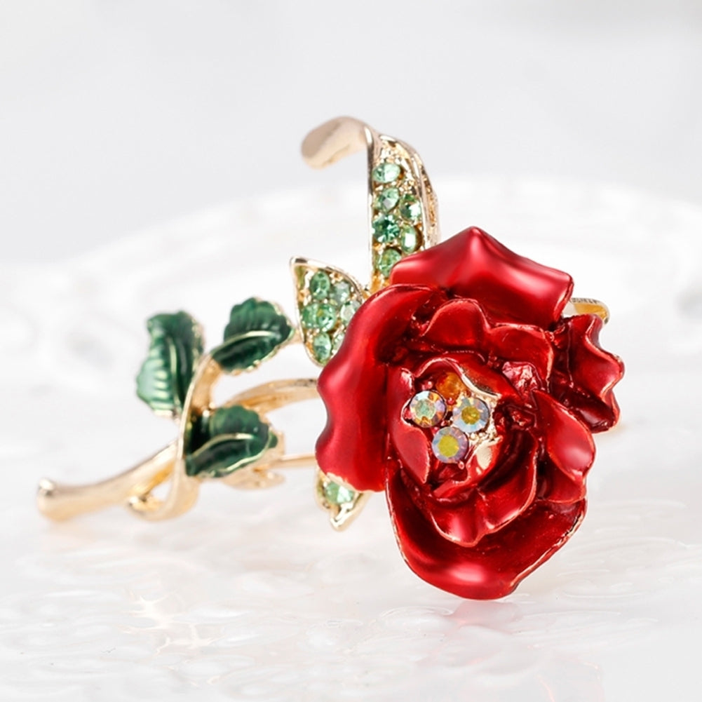 Fashion Brooch Pin Shiny Rhinestone Rose Flower Lady Women Wedding Party Jewelry Image 7