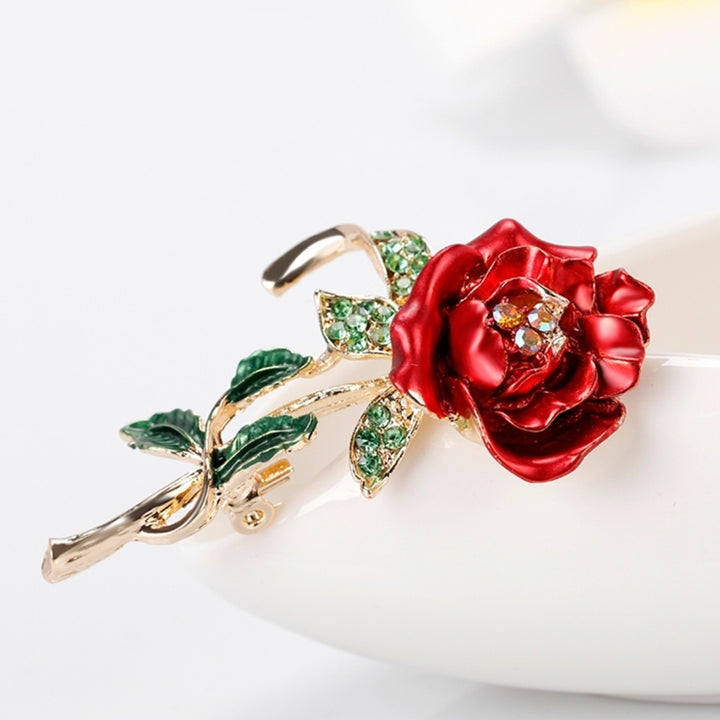 Fashion Brooch Pin Shiny Rhinestone Rose Flower Lady Women Wedding Party Jewelry Image 8