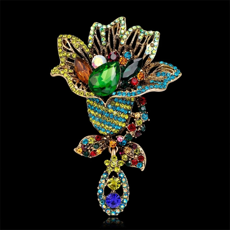 Fashion Multicolor Rhinestone Flower Brooch Pin Lady Dress Scarf Bag Accessory Image 1