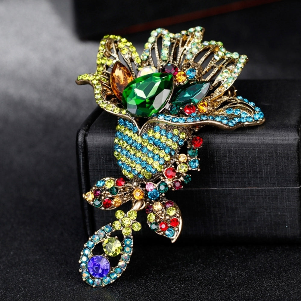 Fashion Multicolor Rhinestone Flower Brooch Pin Lady Dress Scarf Bag Accessory Image 2