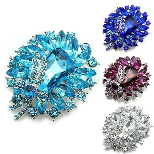 Womens Banquet Party Broach Blue Clear Rhinestone Crystal Butterfly Pin Brooch Image 1