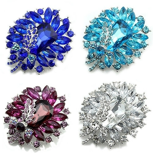 Womens Banquet Party Broach Blue Clear Rhinestone Crystal Butterfly Pin Brooch Image 2