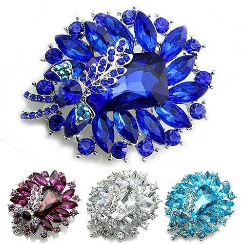 Womens Banquet Party Broach Blue Clear Rhinestone Crystal Butterfly Pin Brooch Image 3