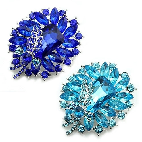 Womens Banquet Party Broach Blue Clear Rhinestone Crystal Butterfly Pin Brooch Image 4