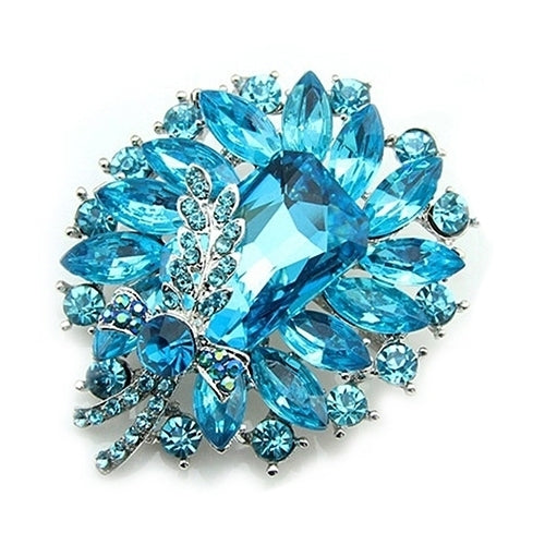 Womens Banquet Party Broach Blue Clear Rhinestone Crystal Butterfly Pin Brooch Image 6