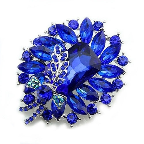 Womens Banquet Party Broach Blue Clear Rhinestone Crystal Butterfly Pin Brooch Image 7