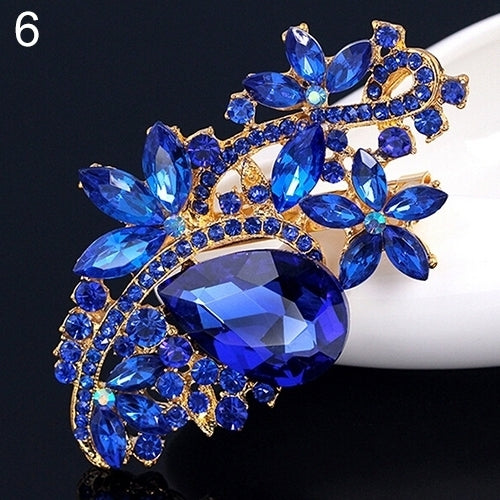 Waterdrop Flower Brooch Pin Rhinestone Crystal Brooches Bouquet Wedding Jewelry Image 2