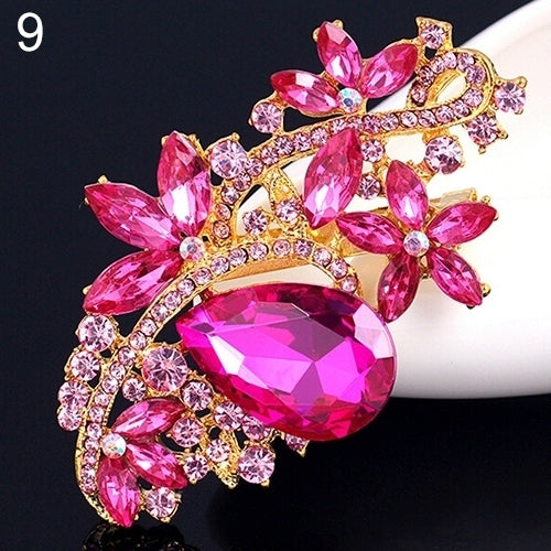 Waterdrop Flower Brooch Pin Rhinestone Crystal Brooches Bouquet Wedding Jewelry Image 4