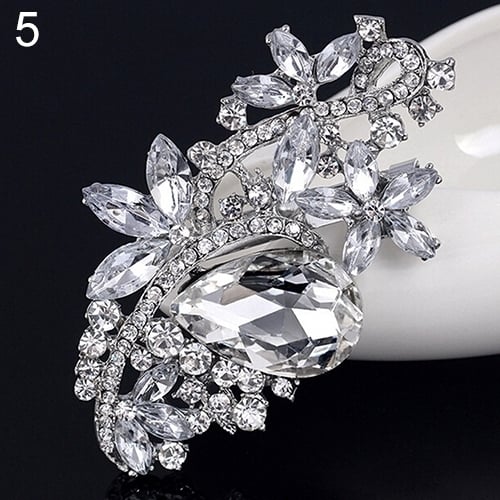 Waterdrop Flower Brooch Pin Rhinestone Crystal Brooches Bouquet Wedding Jewelry Image 1