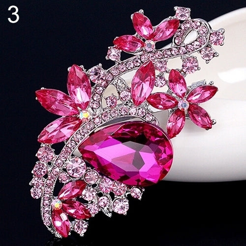 Waterdrop Flower Brooch Pin Rhinestone Crystal Brooches Bouquet Wedding Jewelry Image 8