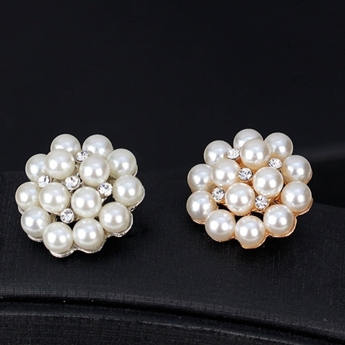 Flower Rhinestone Imitation Pearl Brooch Pin DIY Bridal Wedding Bouquet Decor Image 1