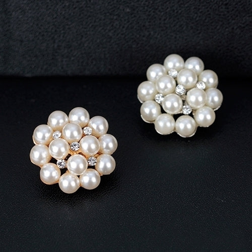 Flower Rhinestone Imitation Pearl Brooch Pin DIY Bridal Wedding Bouquet Decor Image 2