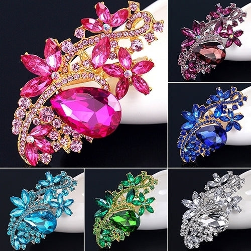 Waterdrop Flower Brooch Pin Rhinestone Crystal Brooches Bouquet Wedding Jewelry Image 11