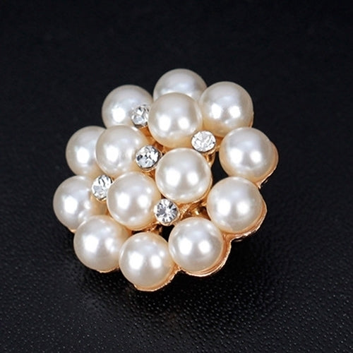 Flower Rhinestone Imitation Pearl Brooch Pin DIY Bridal Wedding Bouquet Decor Image 3