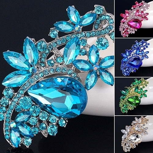 Waterdrop Flower Brooch Pin Rhinestone Crystal Brooches Bouquet Wedding Jewelry Image 12