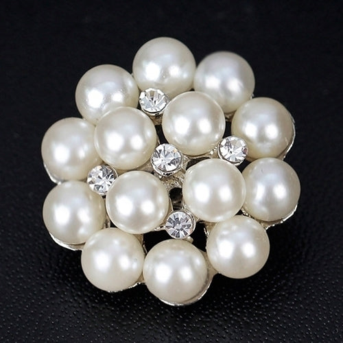 Flower Rhinestone Imitation Pearl Brooch Pin DIY Bridal Wedding Bouquet Decor Image 4