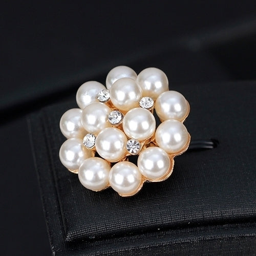 Flower Rhinestone Imitation Pearl Brooch Pin DIY Bridal Wedding Bouquet Decor Image 4