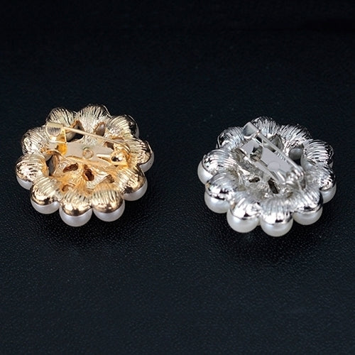 Flower Rhinestone Imitation Pearl Brooch Pin DIY Bridal Wedding Bouquet Decor Image 6