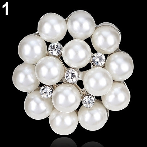 Flower Rhinestone Imitation Pearl Brooch Pin DIY Bridal Wedding Bouquet Decor Image 7