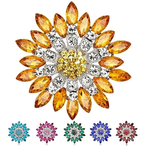 Women Fashion Flower Brooch Crystal Rhinestone Jewelry for Wedding Party Gift Image 1