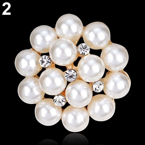 Flower Rhinestone Imitation Pearl Brooch Pin DIY Bridal Wedding Bouquet Decor Image 8