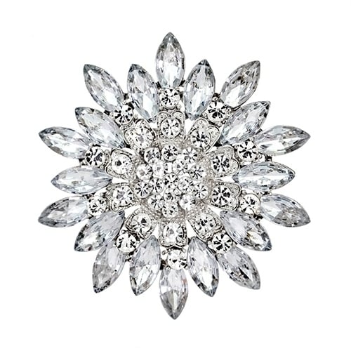 Women Fashion Flower Brooch Crystal Rhinestone Jewelry for Wedding Party Gift Image 1