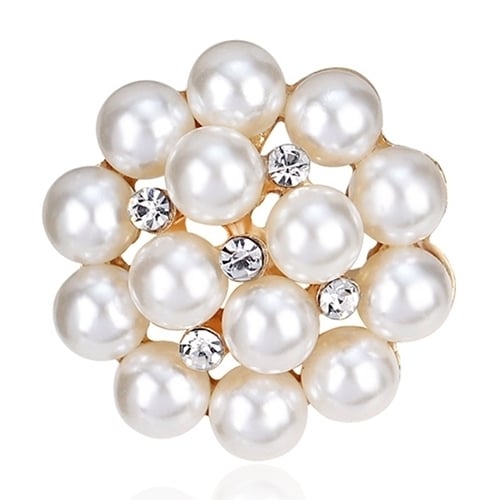 Flower Rhinestone Imitation Pearl Brooch Pin DIY Bridal Wedding Bouquet Decor Image 9