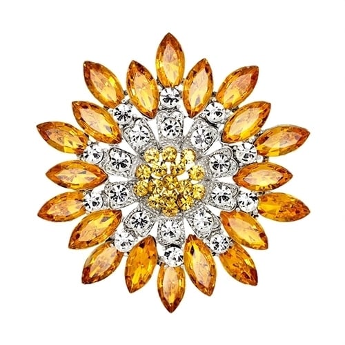 Women Fashion Flower Brooch Crystal Rhinestone Jewelry for Wedding Party Gift Image 3